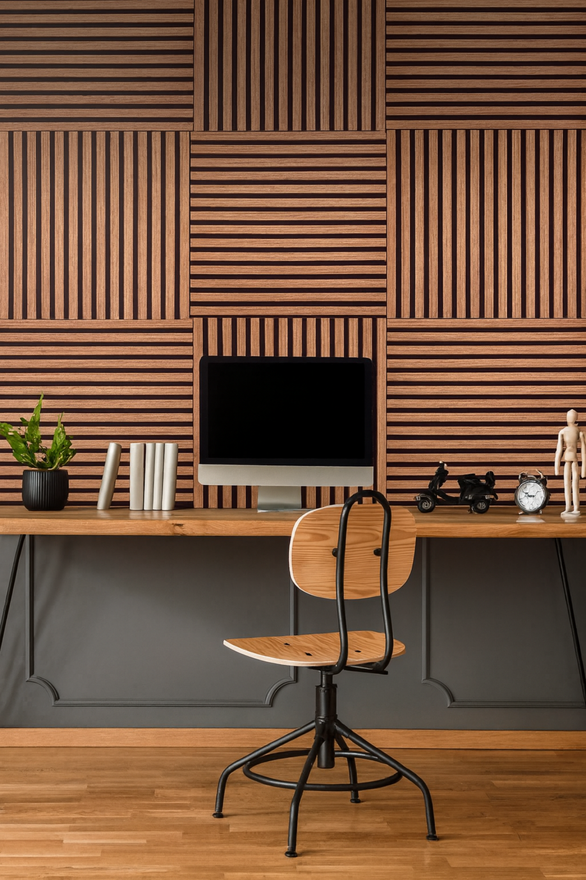 Kare Mdf Çıtalı Akustik Duvar Paneli 60 x 60 CM - Dekoryap