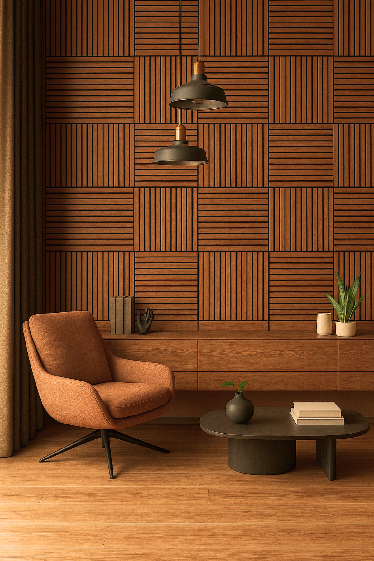 Kare Mdf Çıtalı Akustik Duvar Paneli 60 x 60 CM - Dekoryap