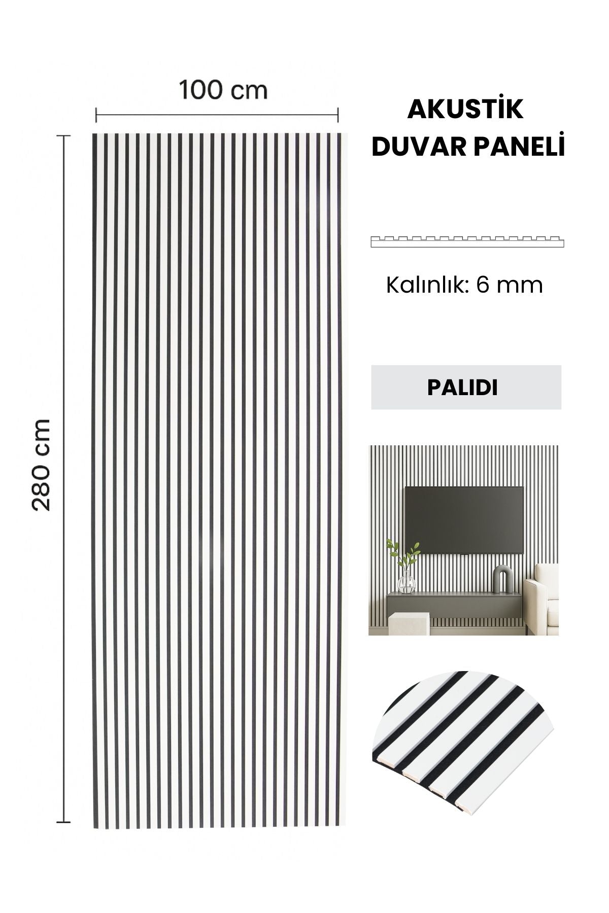 KİRLİ BEYAZ Akustik Panel 100 x 280 CM