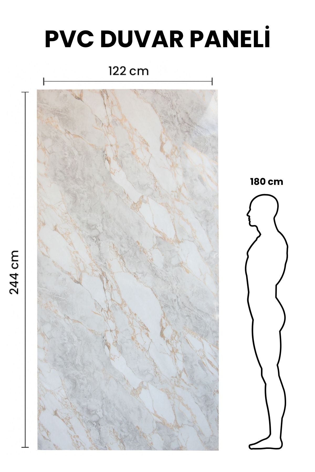 ROCK MARBEL WHITE Mermer Desenli PVC Panel 122 x 244 CM