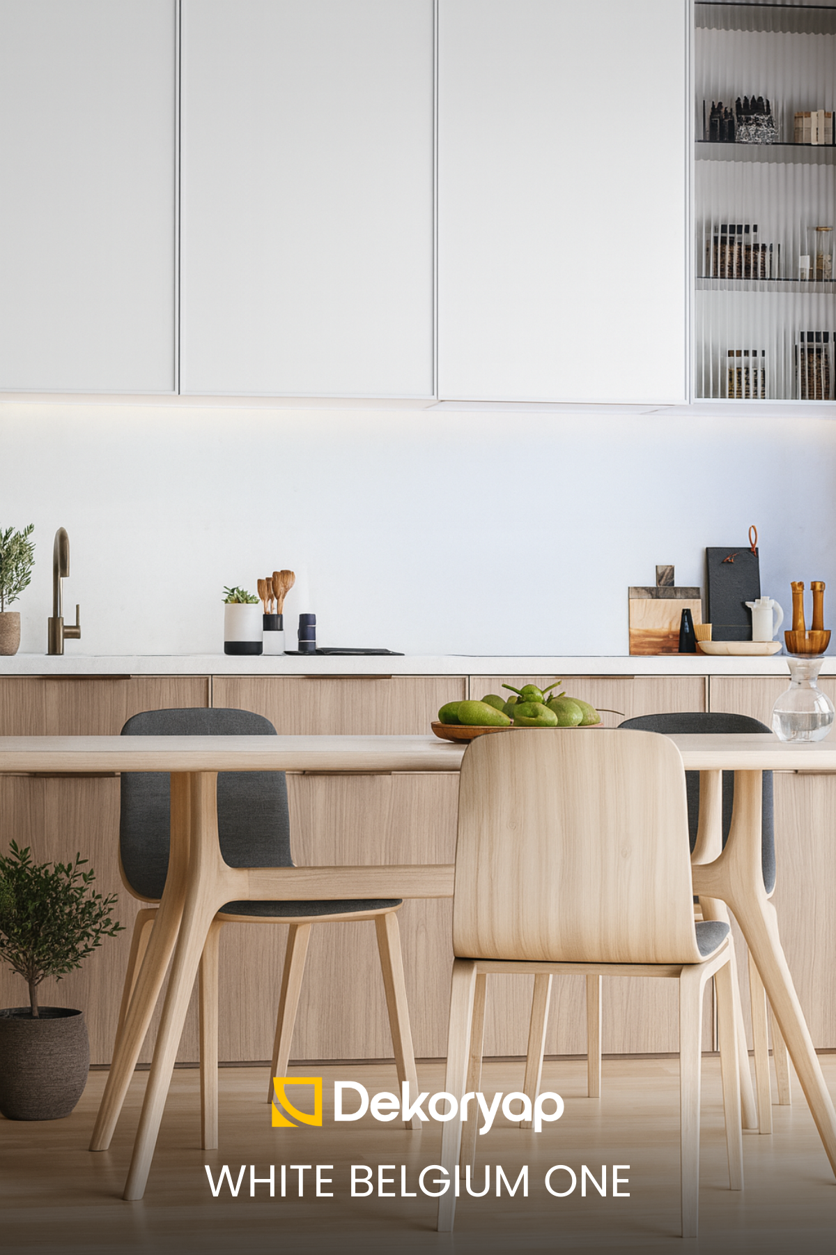 2'li Düz Beyaz Mutfak Duvar Kaplama Pvc Panel 61X244 cm