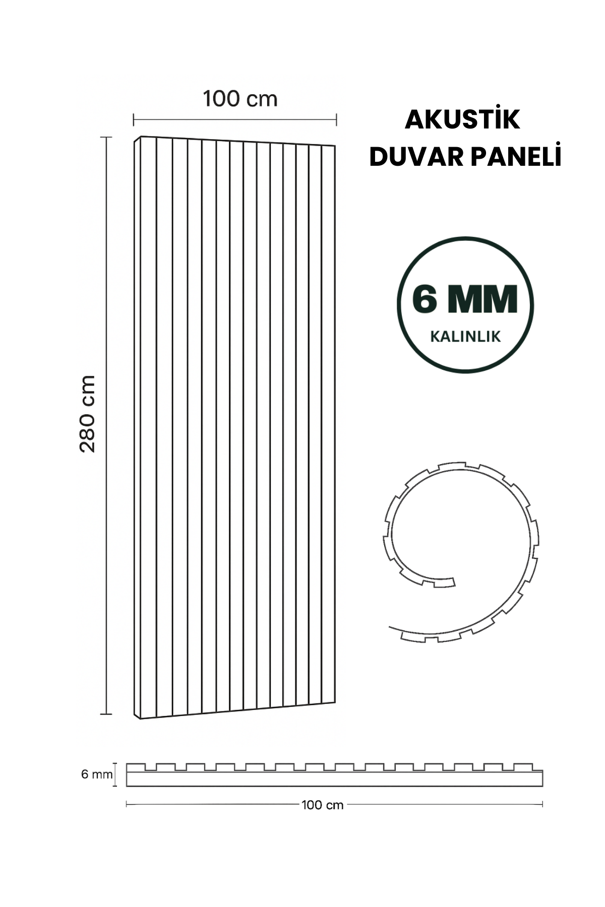 CEVİZ Akustik Panel 100 x 280 CM