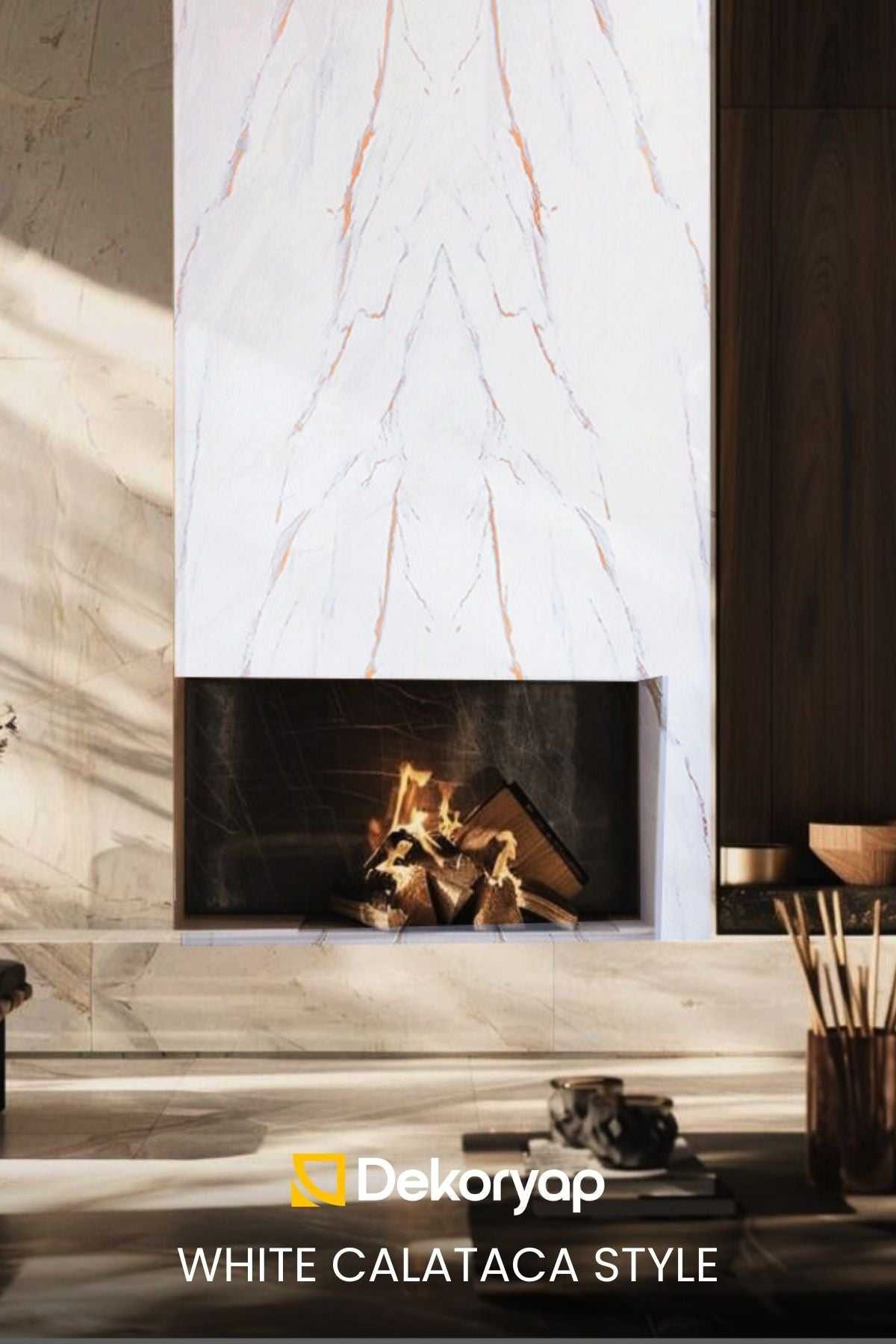 WHITE CALATACA STYLE Mermer Desenli PVC Panel 122 x 244 CM