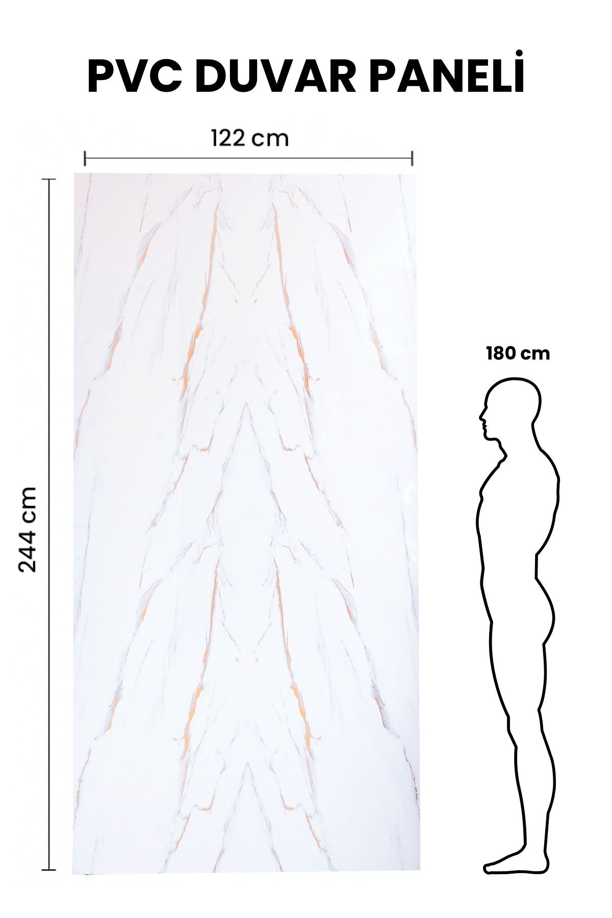 WHITE CALATACA STYLE Mermer Desenli PVC Panel 122 x 244 CM
