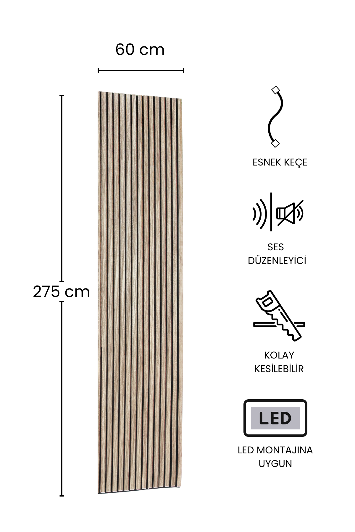 Akustik Duvar Paneli Somon 60x275 cm Dekoryap 