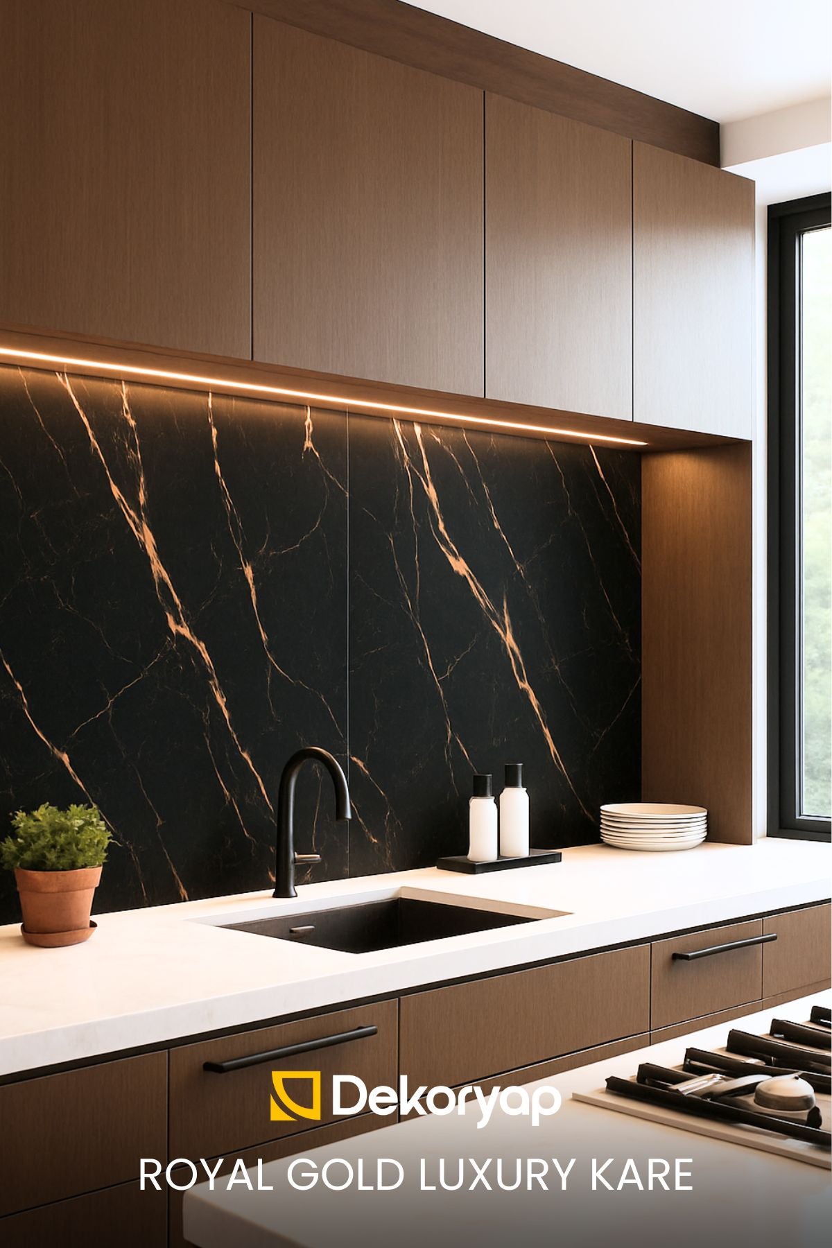 ROYAL GOLD LUXURY Düz Beyaz Kare Pvc Duvar Paneli