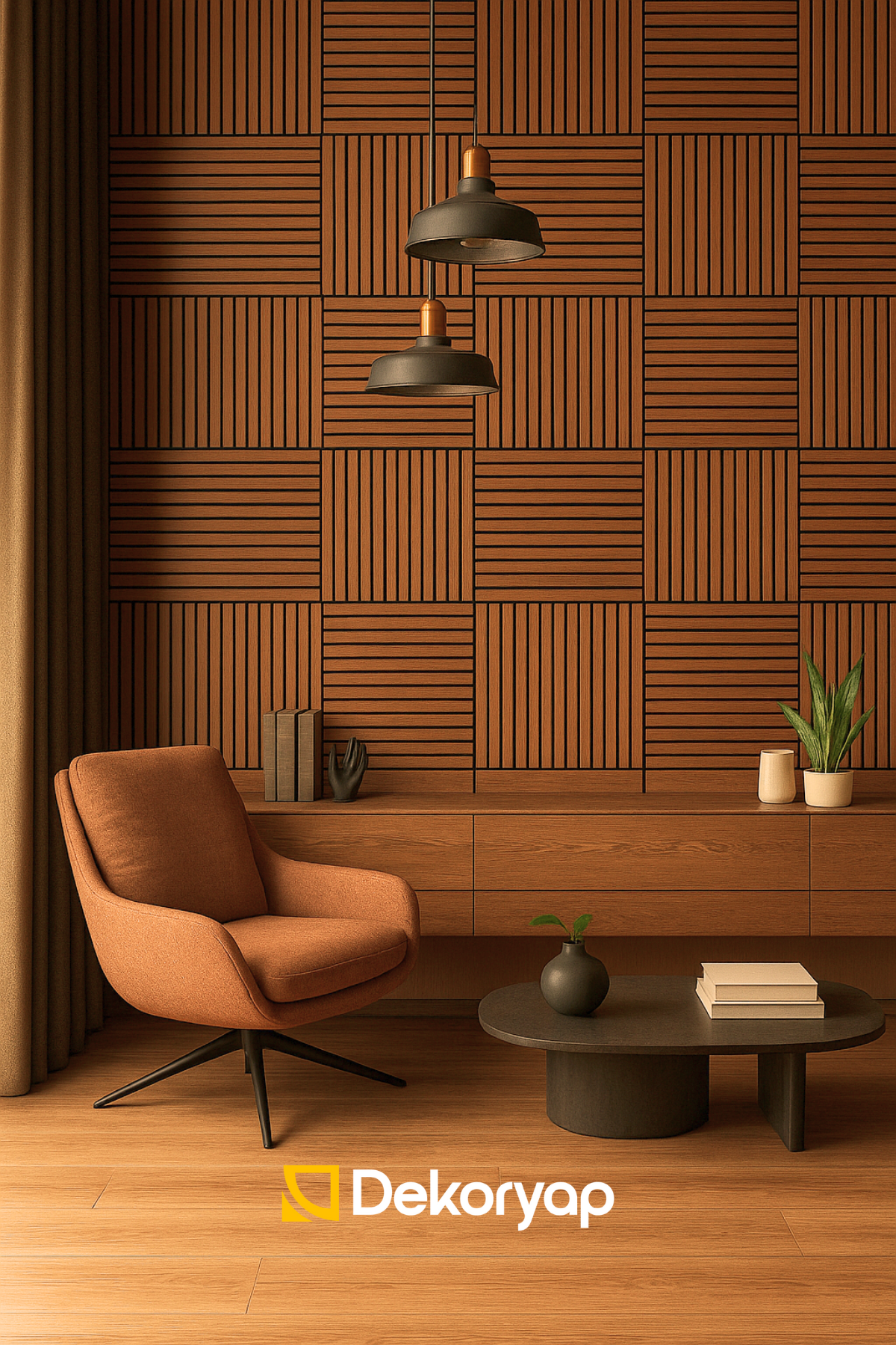 Kare Mdf Çıtalı Akustik Duvar Paneli 60 x 60 CM