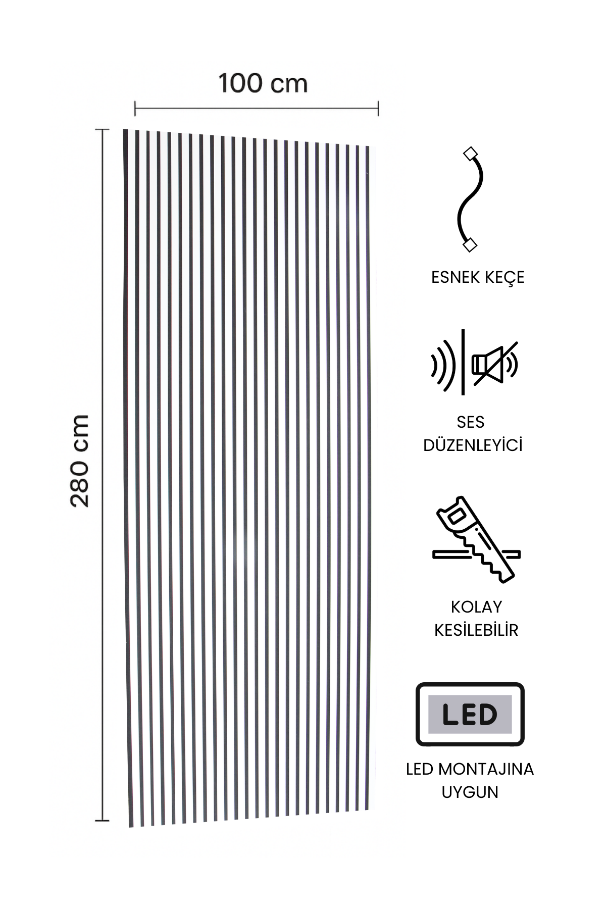 BEYAZ Akustik Panel 100 x 280 CM