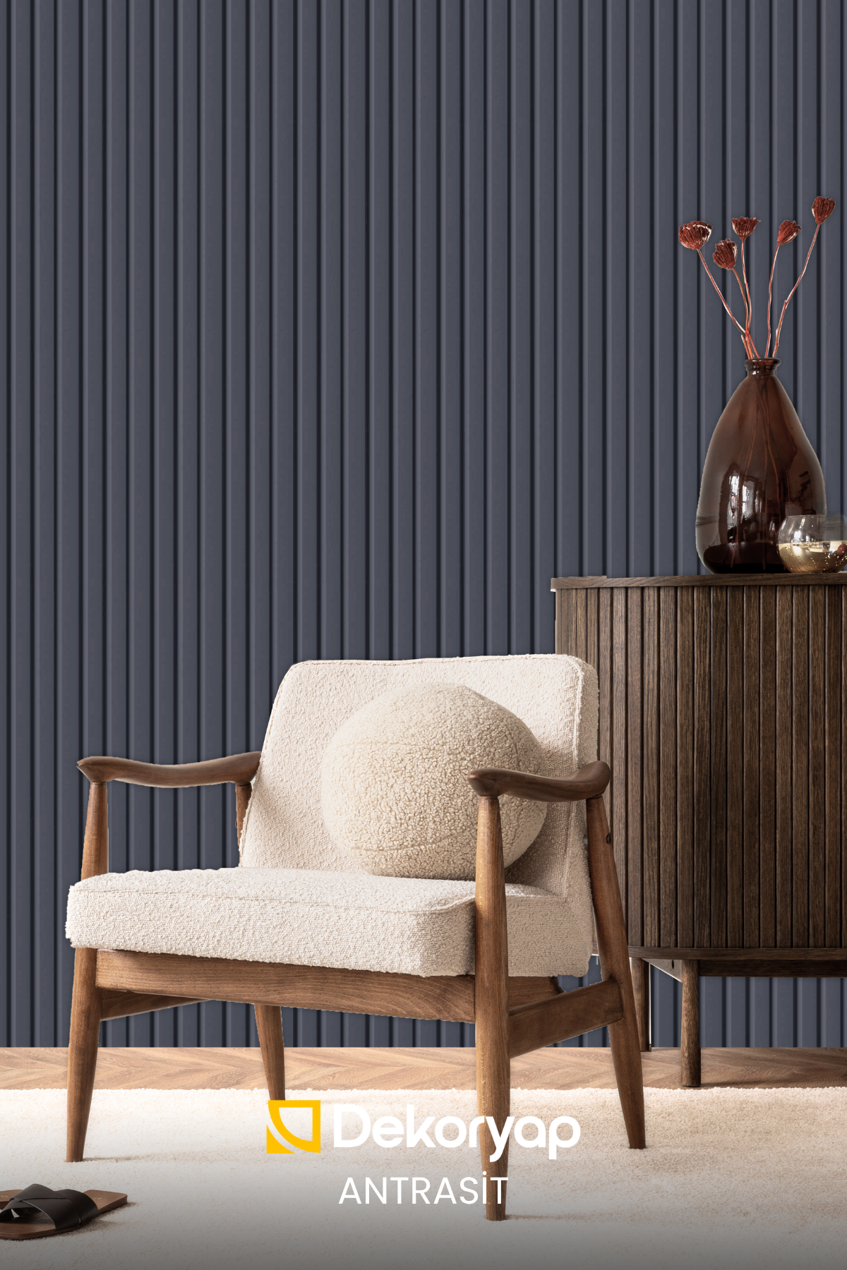 Dekoryap MDF Duvar Paneli ANTRASİT Renk 12 × 275 cm