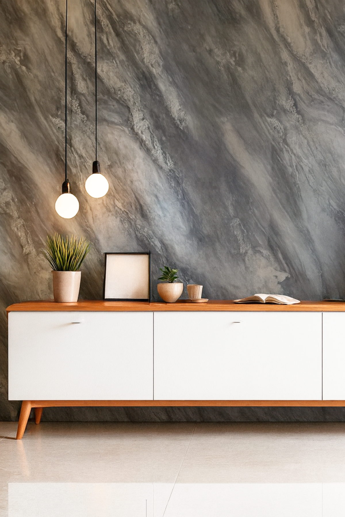 BLACK GRAY NARSO Mermer Desenli PVC Panel 122 x 244 CM - Dekoryap