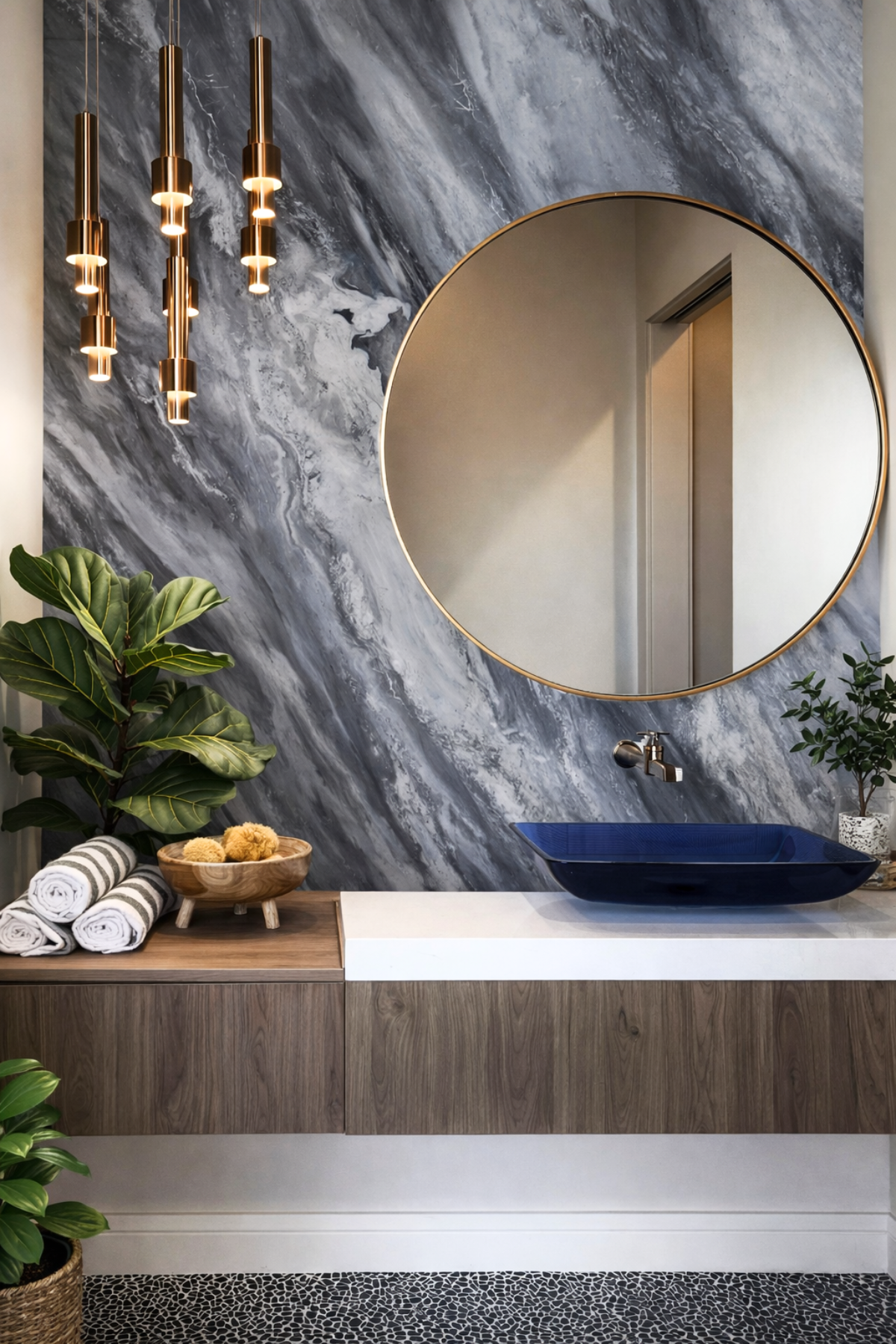 BLACK GRAY NARSO Mermer Desenli PVC Panel 122 x 244 CM - Dekoryap