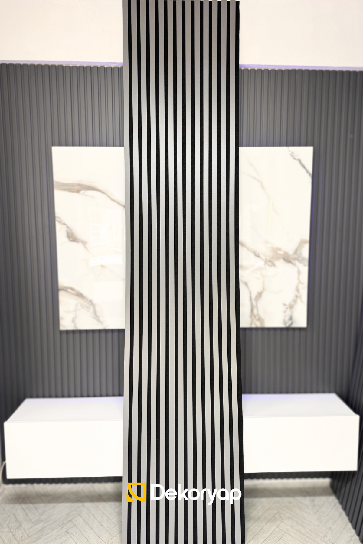 Dekoryap Premium Akustik Duvar Paneli BUZ GRİ 60 × 275 CM