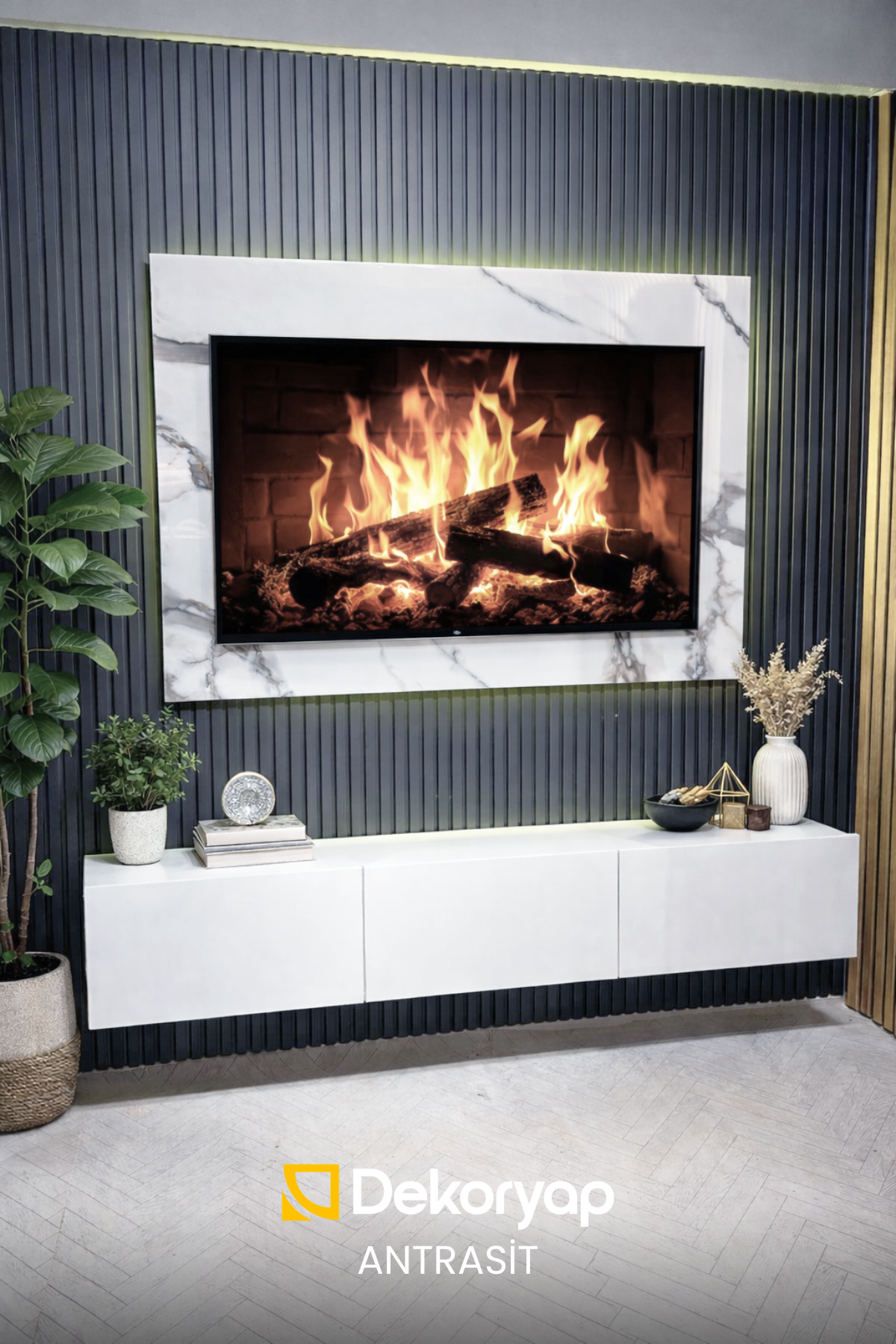 Dekoryap MDF Duvar Paneli ANTRASİT Renk 12 × 275 cm