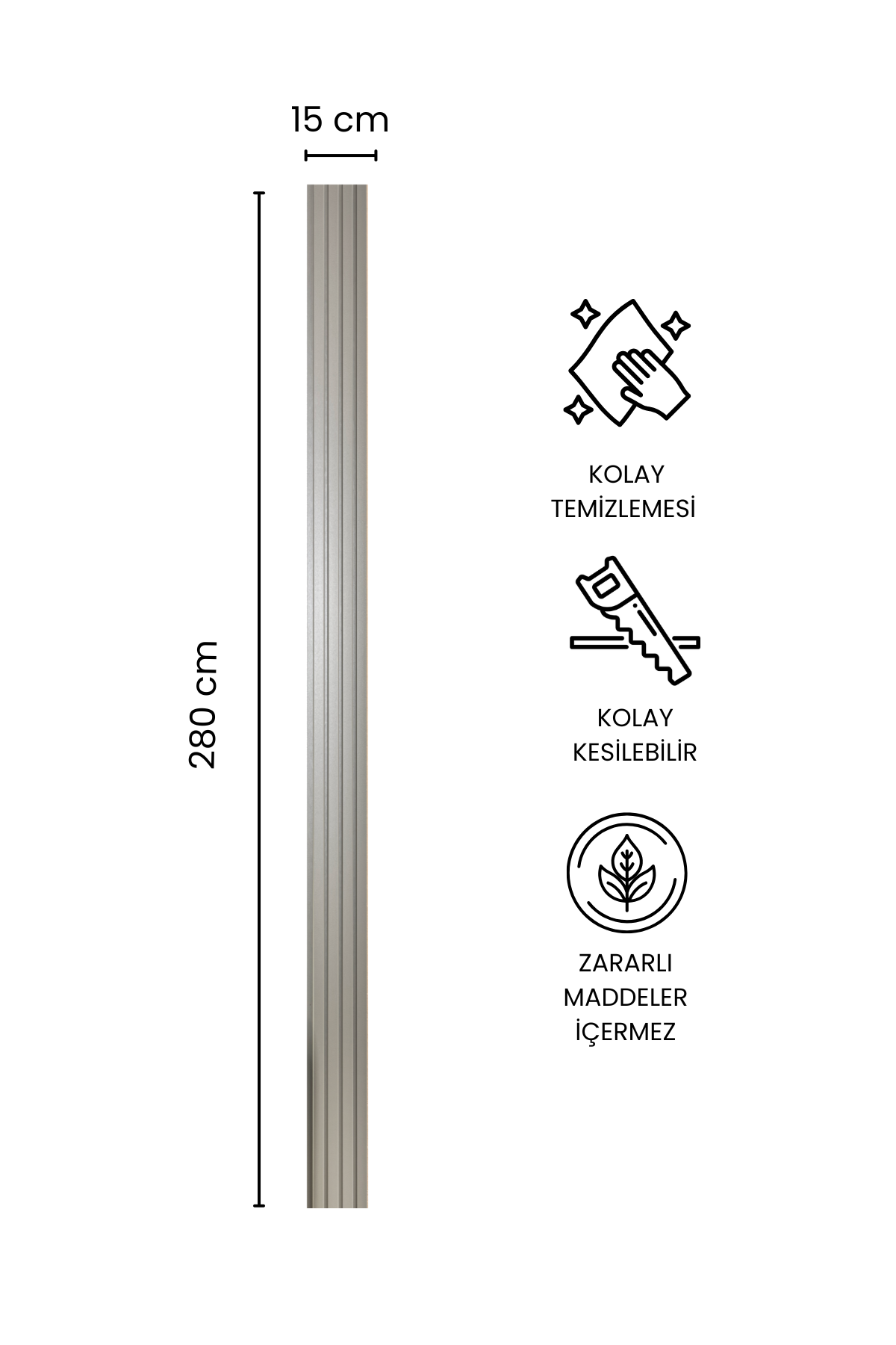 Dekoryap MDF Duvar Paneli SERAP (Koyu Krem) Renk 15 × 280 cm