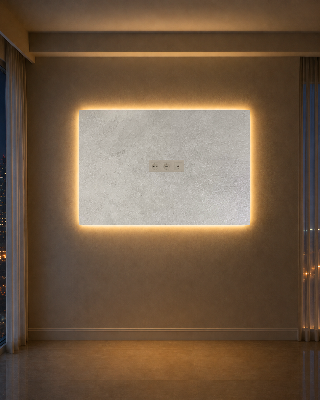 Dekoryap TV Ünitesi Seti PVC Panel, TV Kasası ve RGB LED Paket 