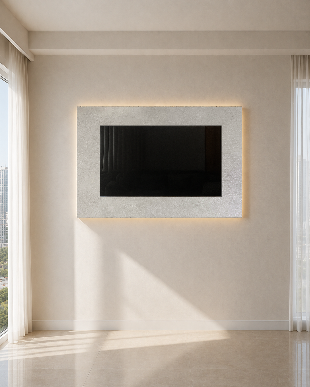 Dekoryap TV Ünitesi Seti PVC Panel, TV Kasası ve RGB LED Paket 