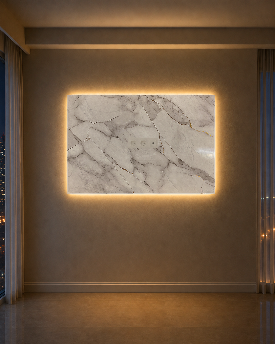Dekoryap TV Ünitesi Seti PVC Panel, TV Kasası ve RGB LED Paket 