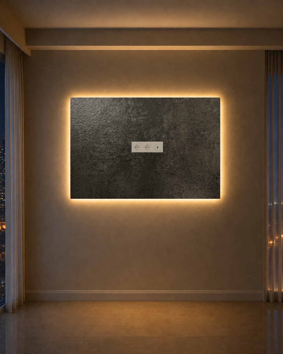 Dekoryap TV Ünitesi Seti PVC Panel, TV Kasası ve RGB LED Paket 