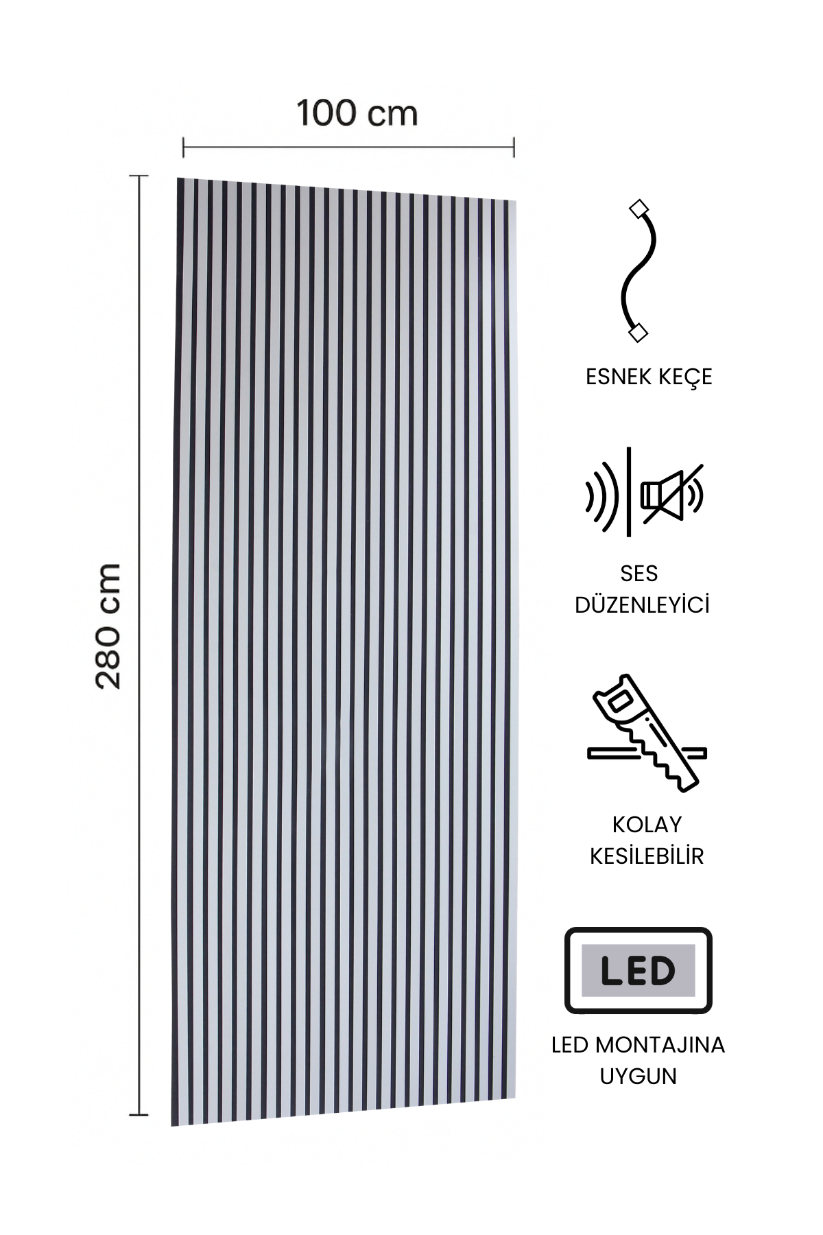 GRİ Akustik Panel 100 x 280 CM
