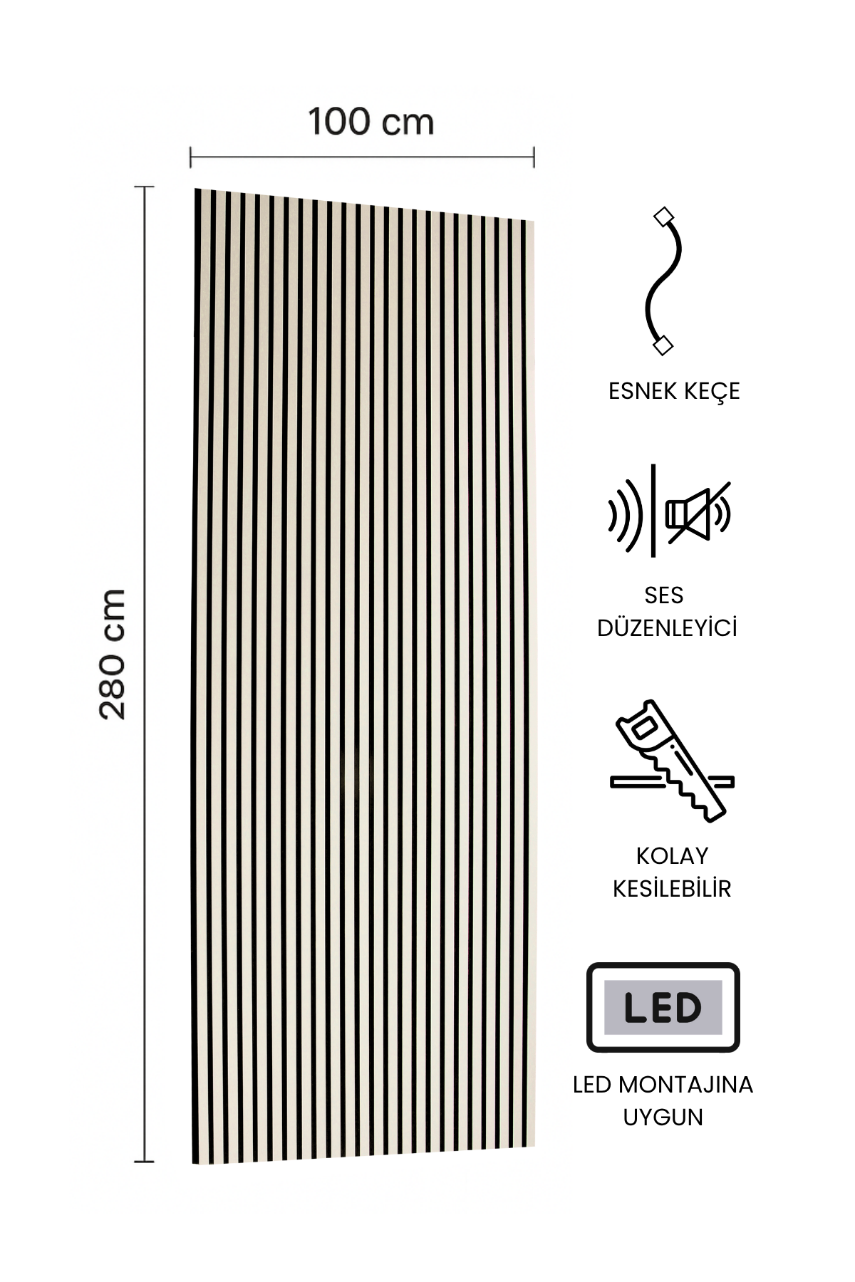 KREM Akustik Panel 100 x 280 CM