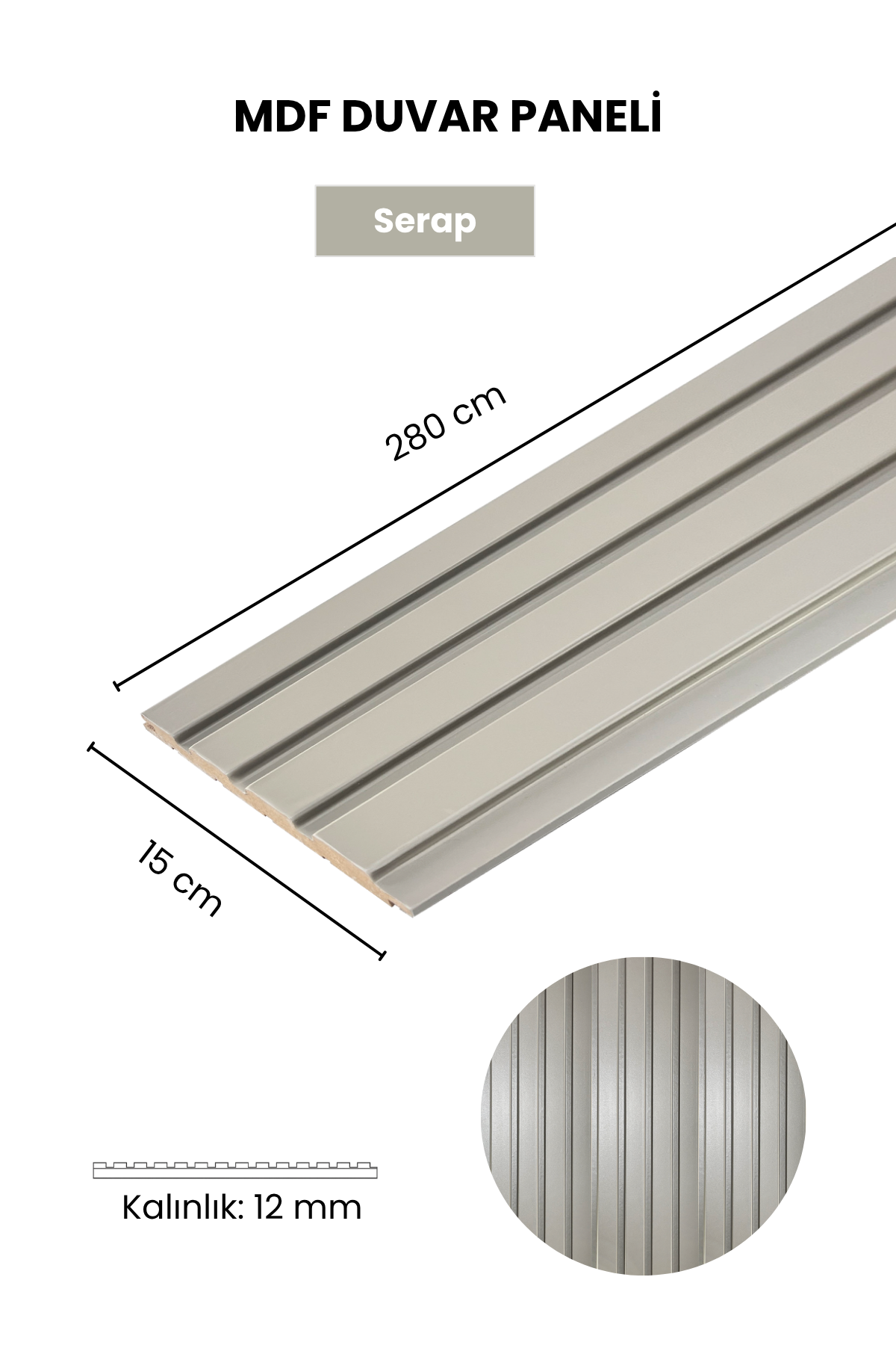 Dekoryap MDF Duvar Paneli SERAP (Koyu Krem) Renk 15 × 280 cm