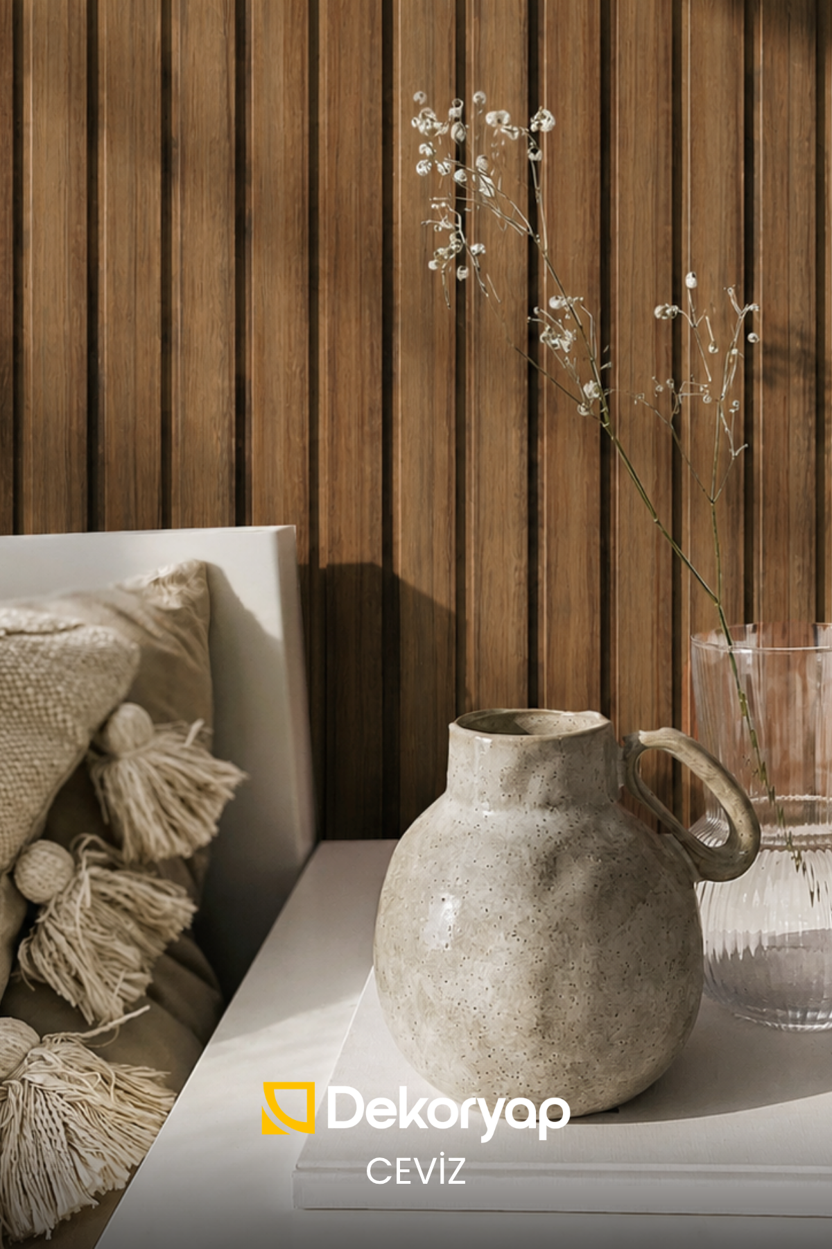 Dekoryap MDF Duvar Paneli CEVİZ Renk 15 × 280 cm