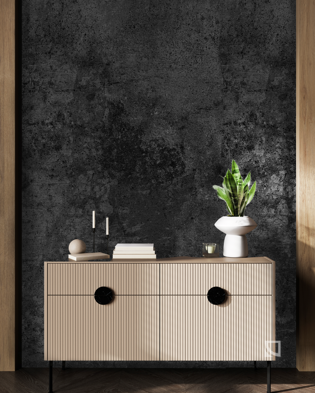 DEKORYAP SİYAH OBSİDYEN TAŞ DESENLİ MAT PVC PANEL 122 x 244 CM
