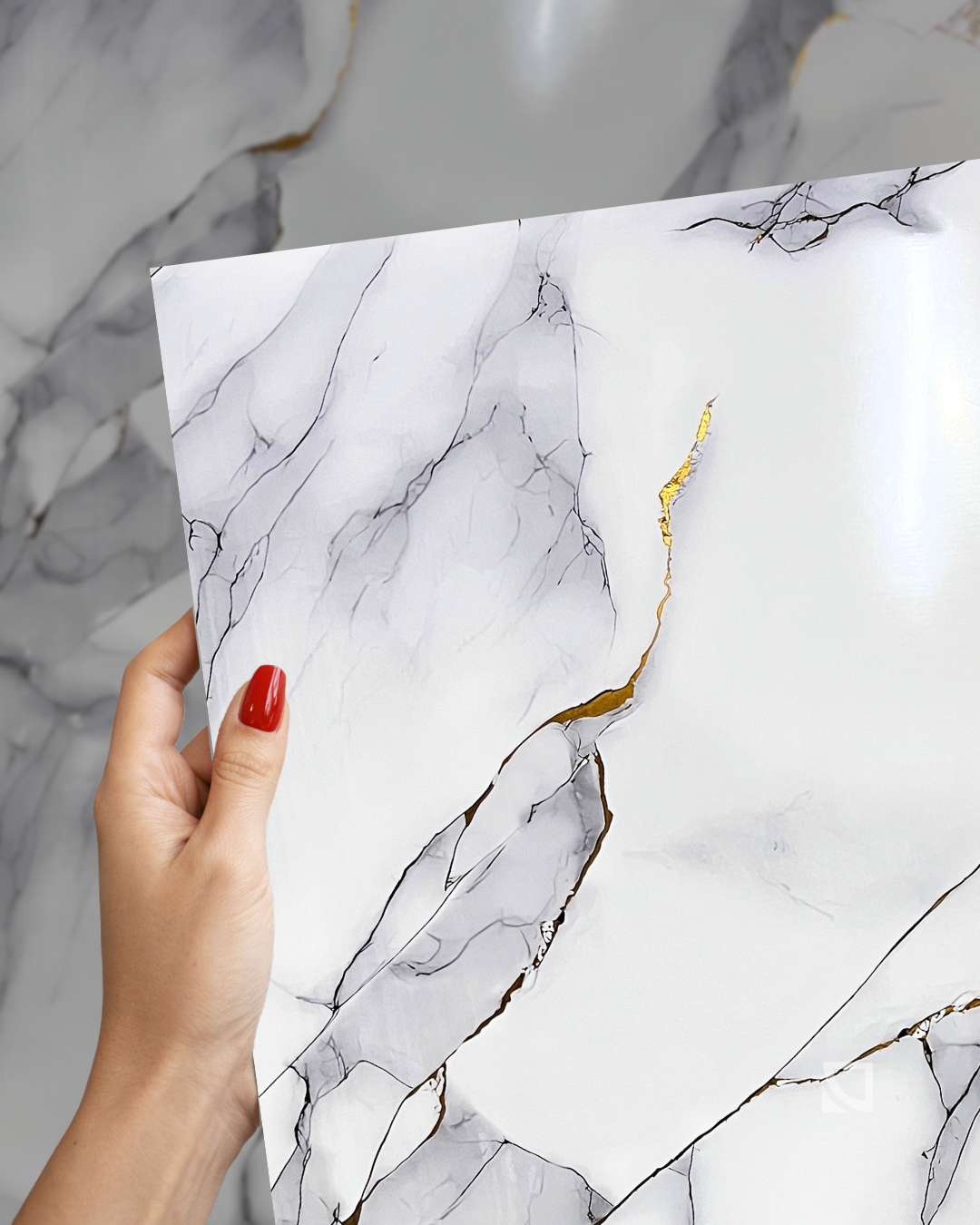 Calacata Altın Mermer Desenli PVC Panel 122 x 244 CM