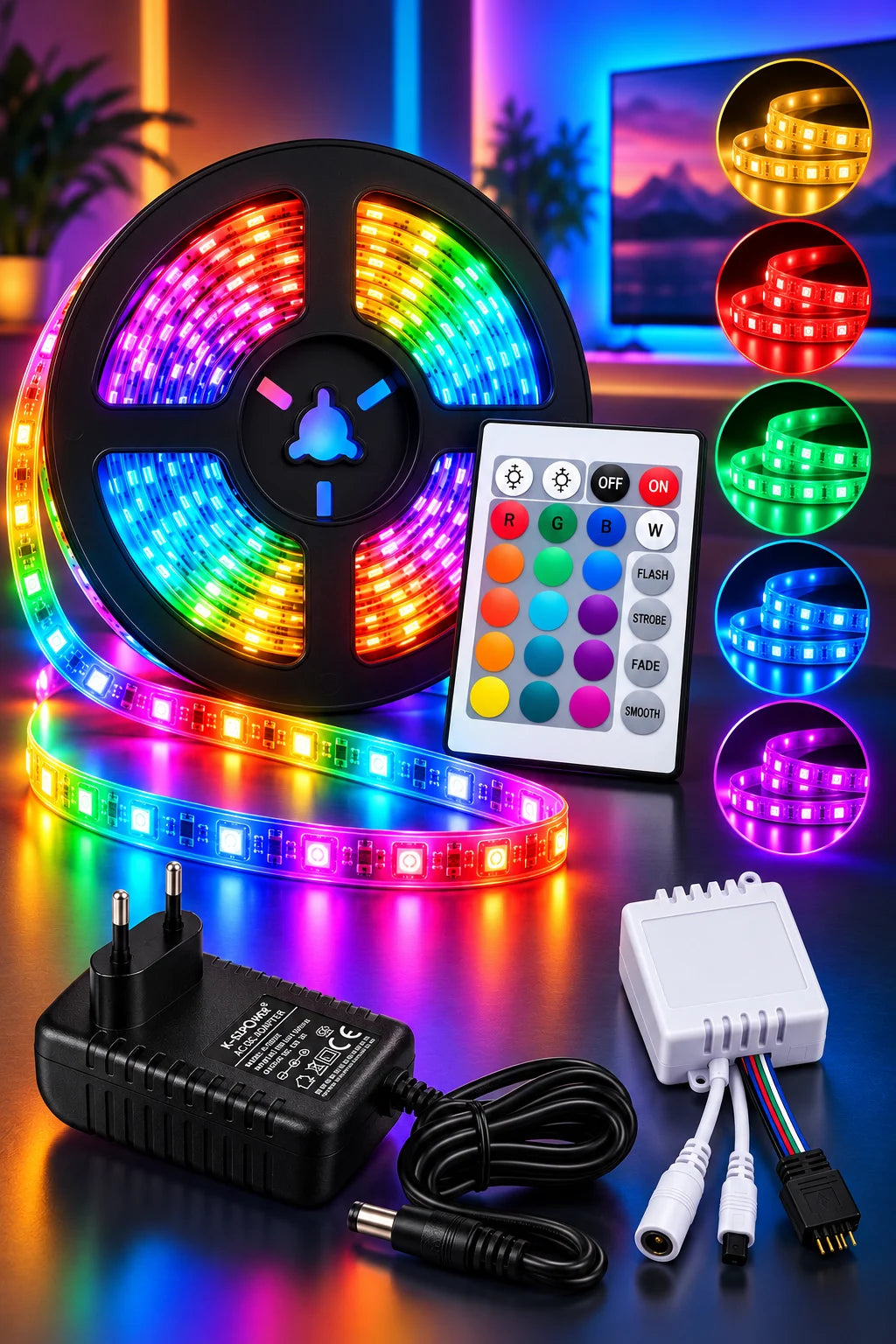 5 Metre RGB Led Kumandalı Tak Çalıştır Set