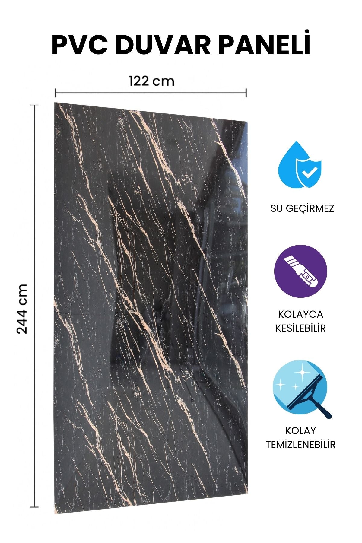 ROYAL GOLD LUXURY Mermer Desenli PVC Panel 122 x 244 CM - Dekoryap