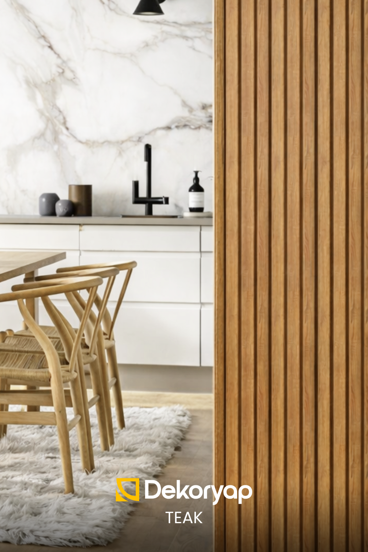 Dekoryap TEAK MDF Lambri Köşebent doğal ahşap dokusu, sıcak teak rengi, duvar köşeleri için dekoratif ve modern bitiş profili