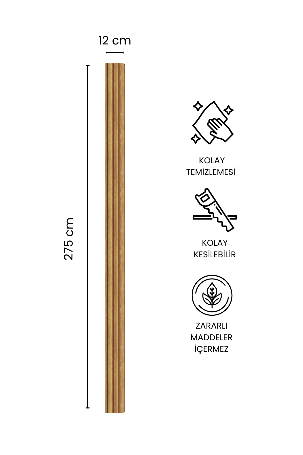Dekoryap MDF Duvar Paneli TEAK Renk 12 × 275 cm
