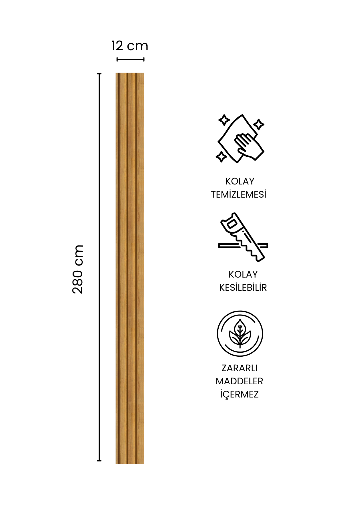 Teak MDF Panel Lambri 12 x 280 CM
