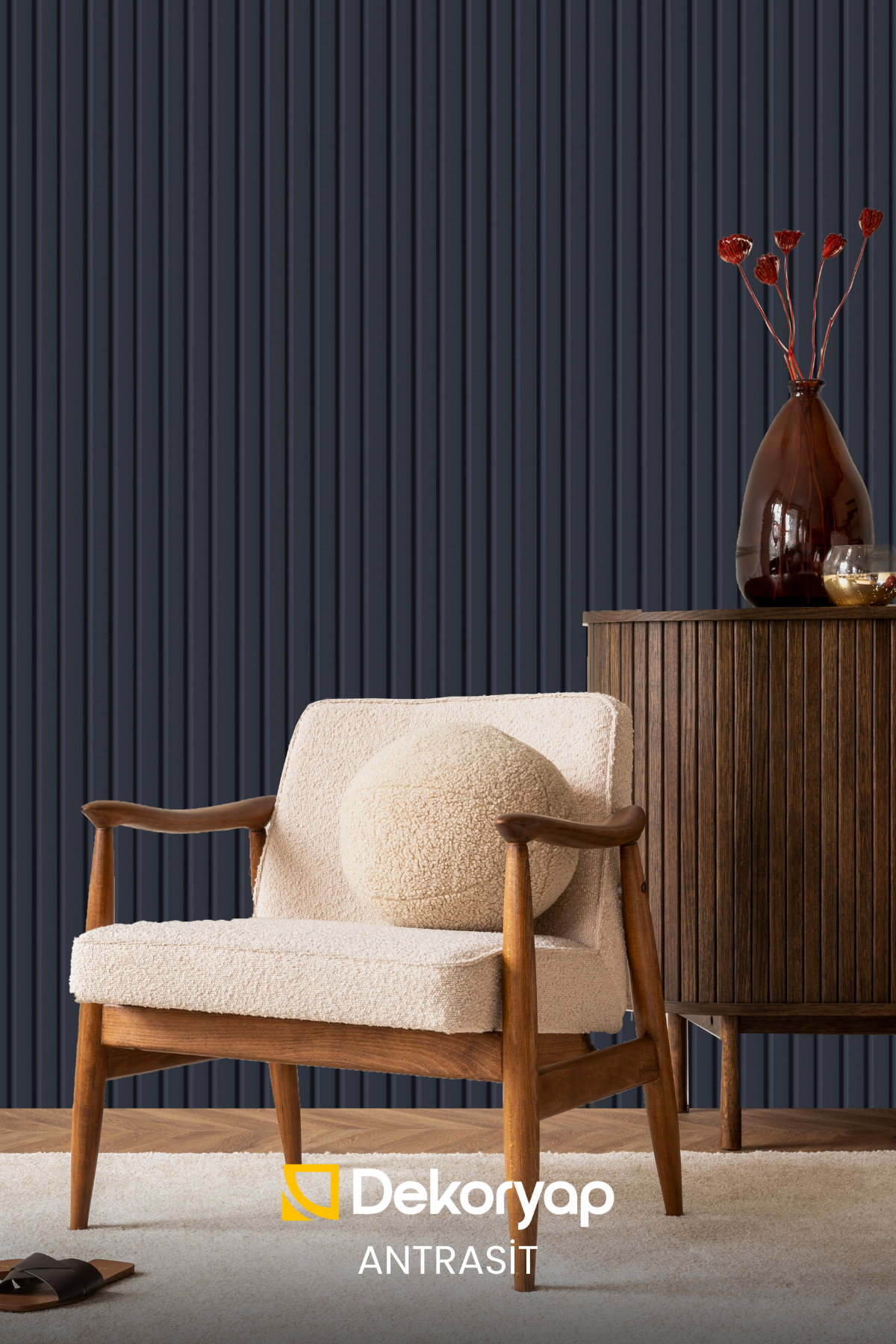 Dekoryap MDF Lambri Duvar Paneli ANRASİT Renk 12 × 275 cm