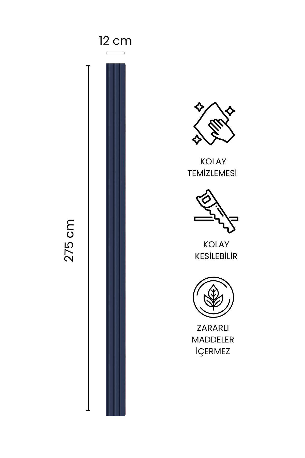 Dekoryap MDF Lambri Duvar Paneli ANRASİT Renk 12 × 275 cm
