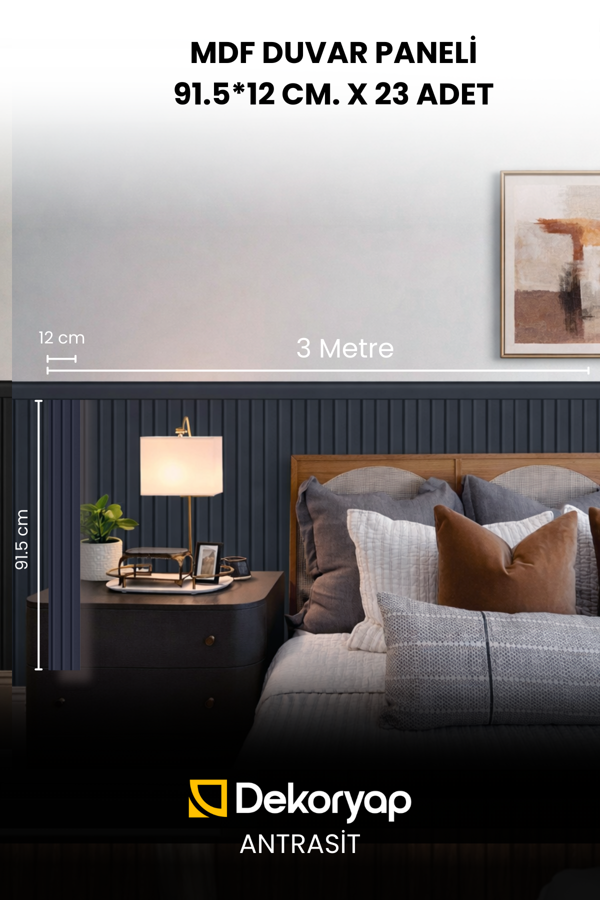 Dekoryap MDF Lambri Duvar Paneli ANRASİT 