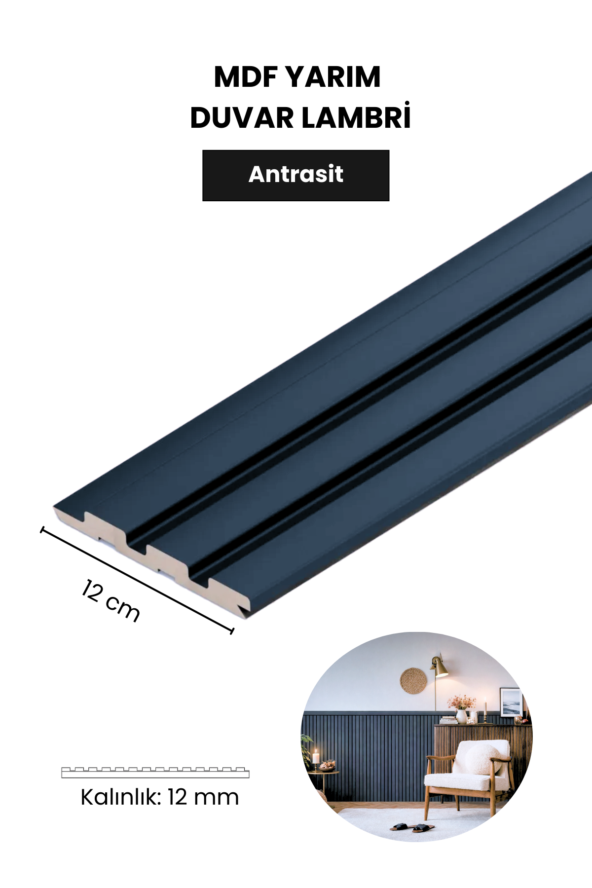 Dekoryap MDF Duvar Paneli ANRASİT Renk