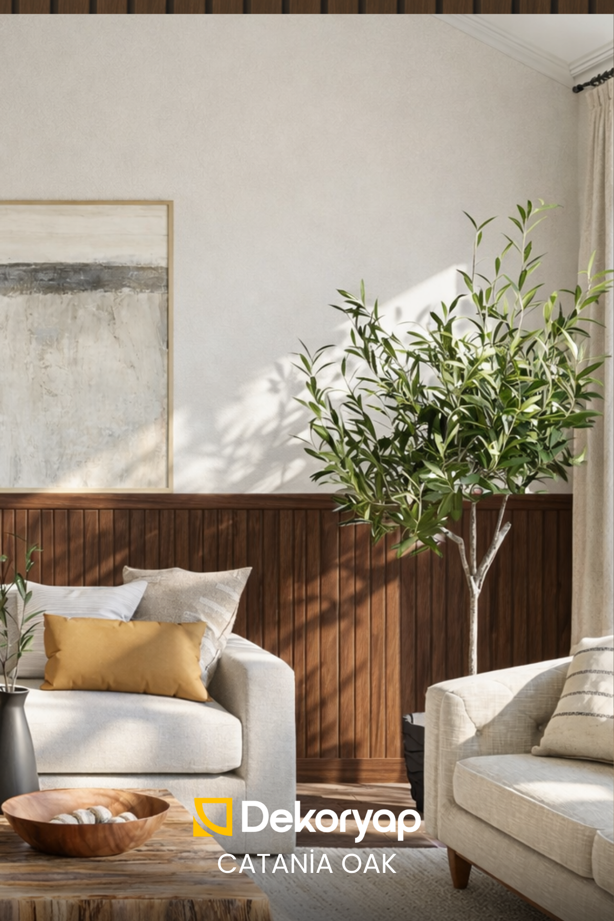 DEKORYAP CATANİA OAK MDF Yarım Duvar Lambri