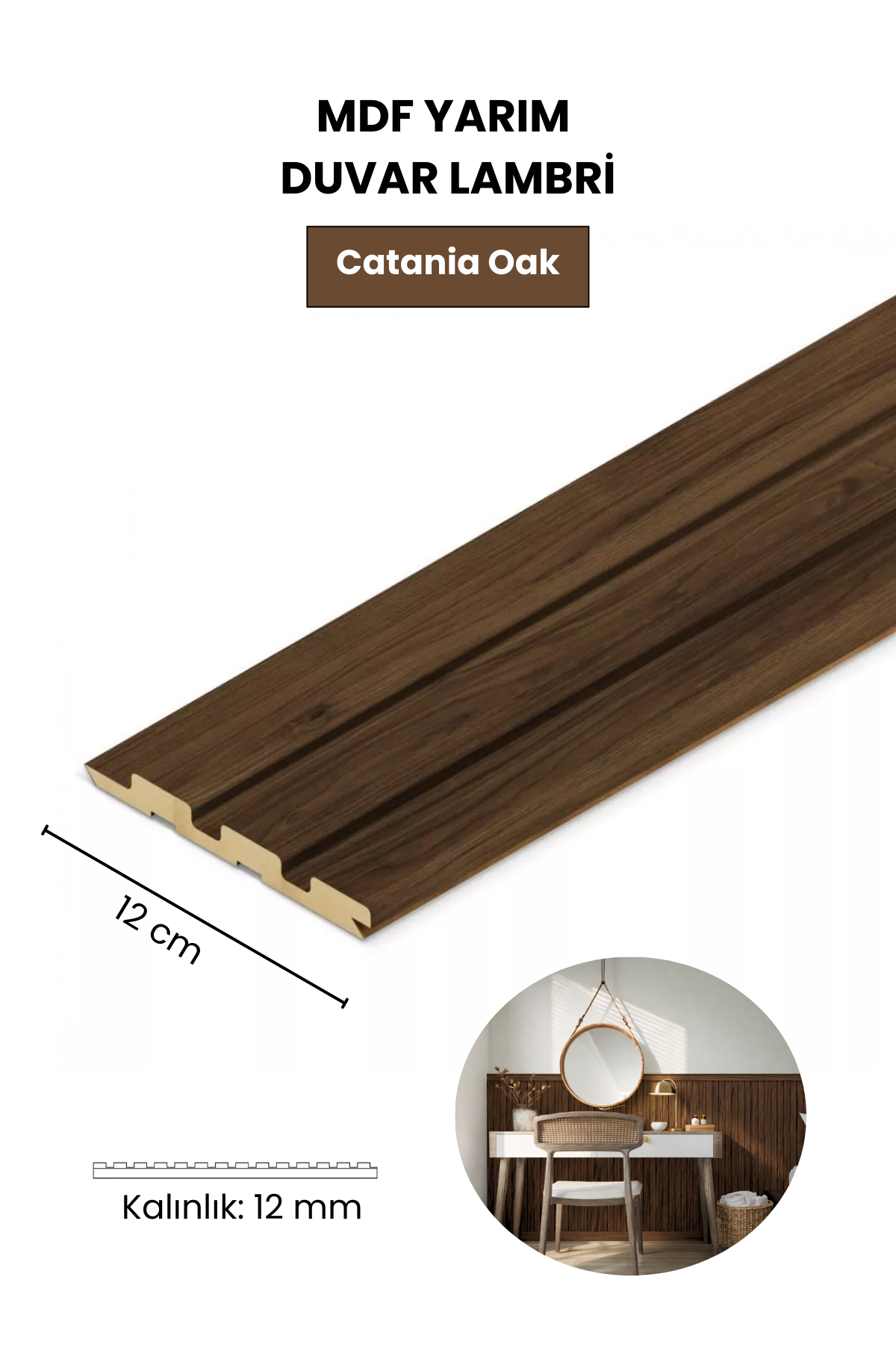 DEKORYAP CATANİA OAK MDF Yarım Duvar Lambri