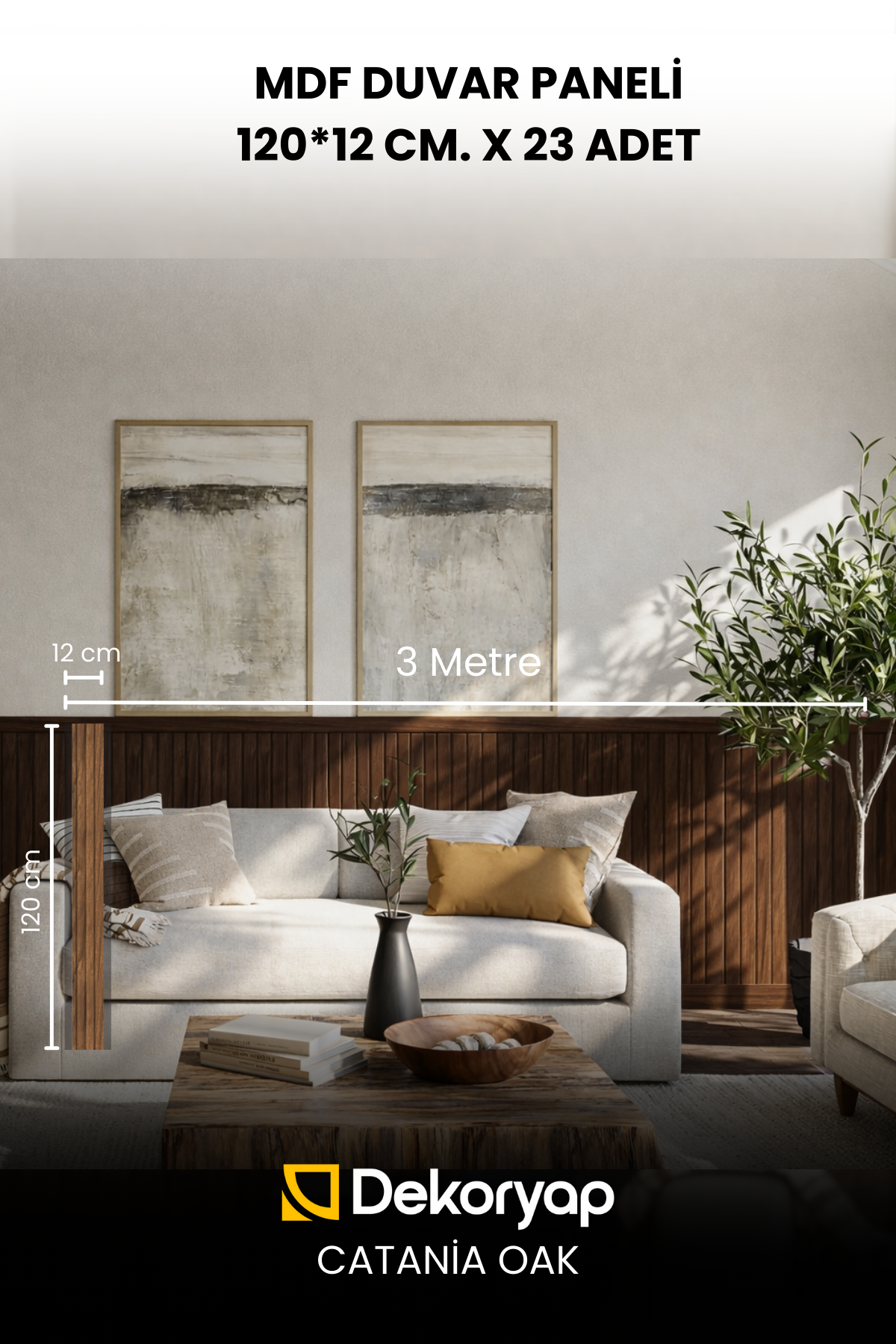 Koyu Meşe Yarım MDF Duvar Lambri