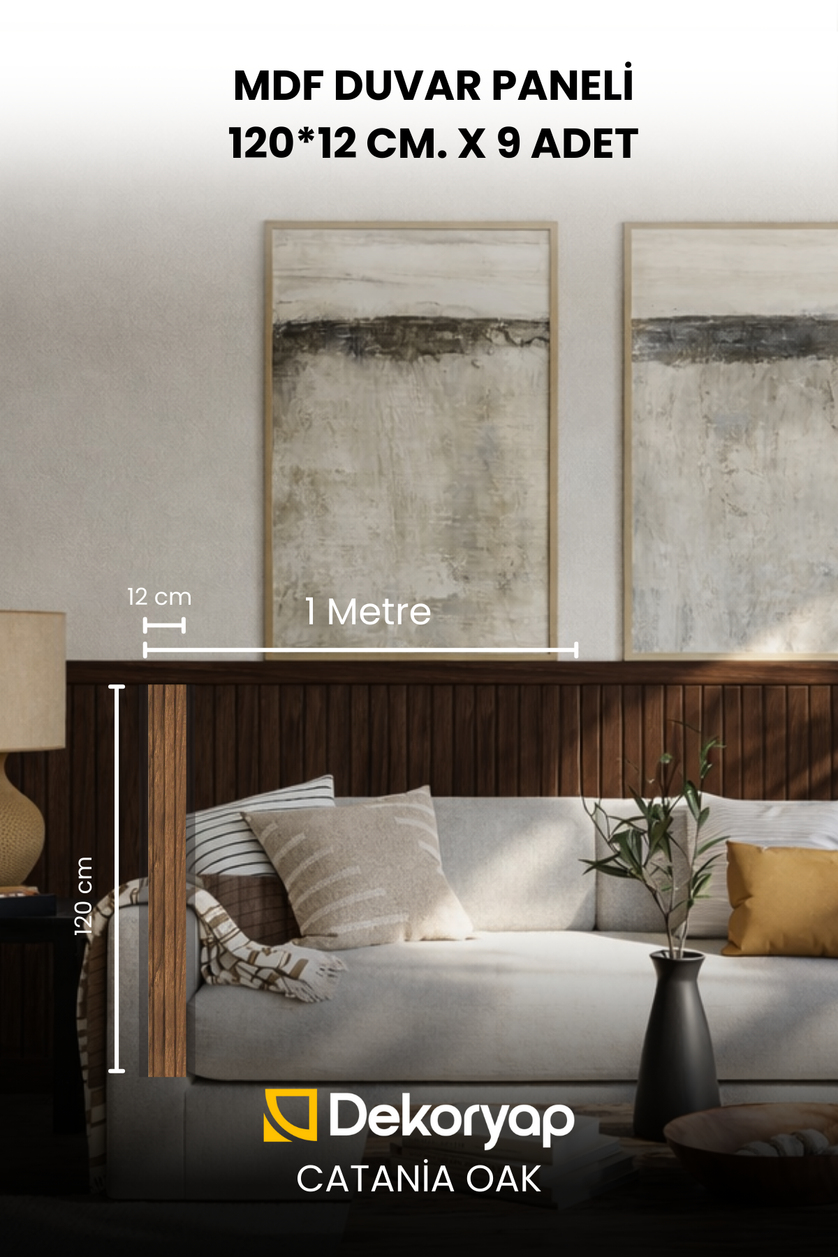 Koyu Meşe Yarım MDF Duvar Lambri