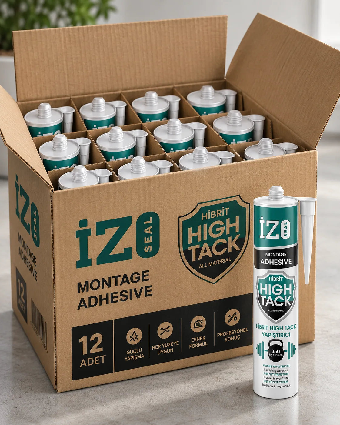 12 Adet İZOSEAL Hightack Duvar Paneli Yapıştırıcısı