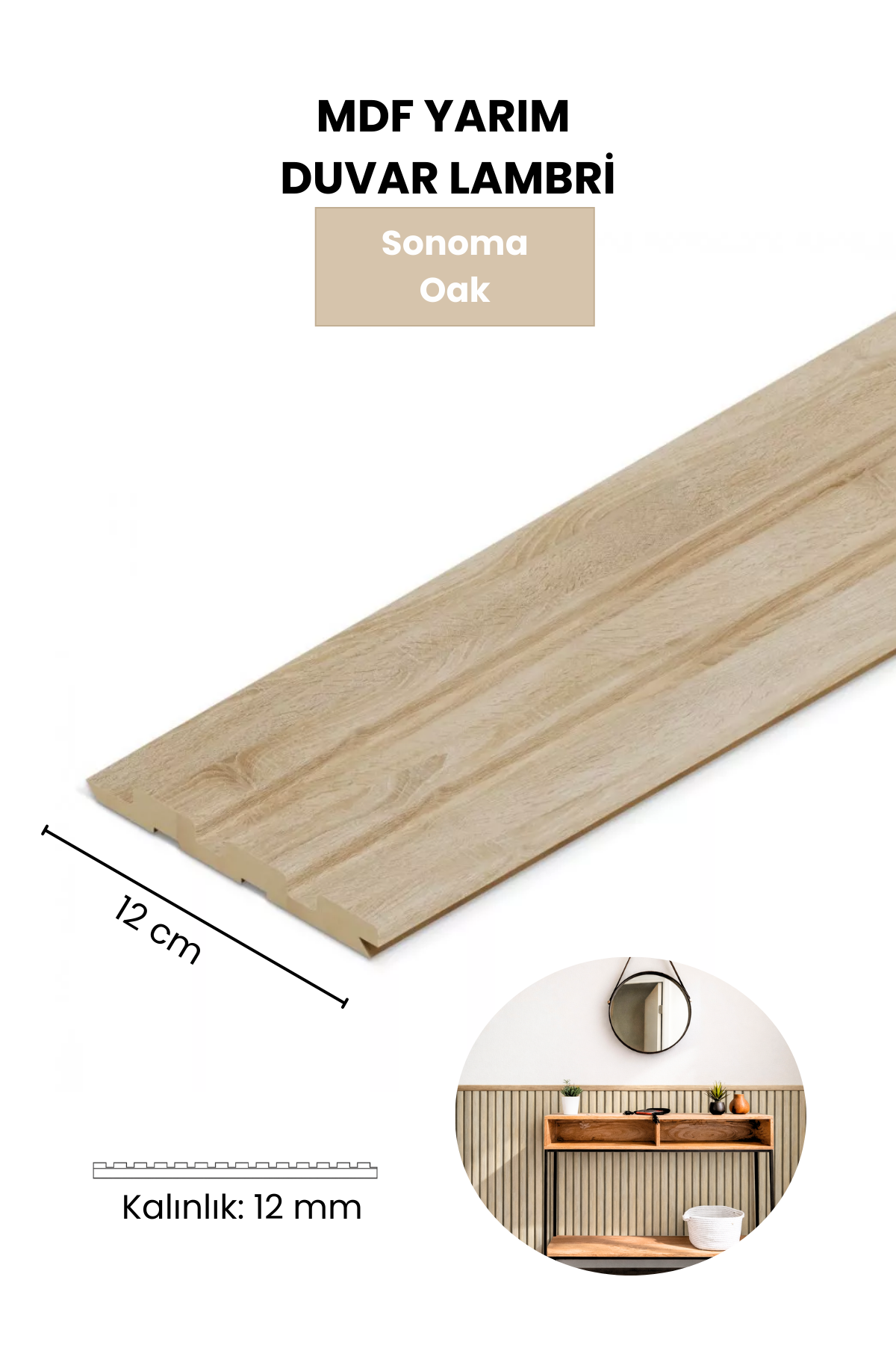 SONOMA OAK MDF Yarım Duvar Lambri
