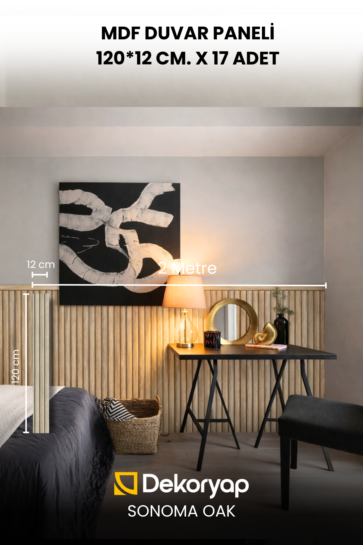 SONOMA OAK MDF Yarım Duvar Lambri