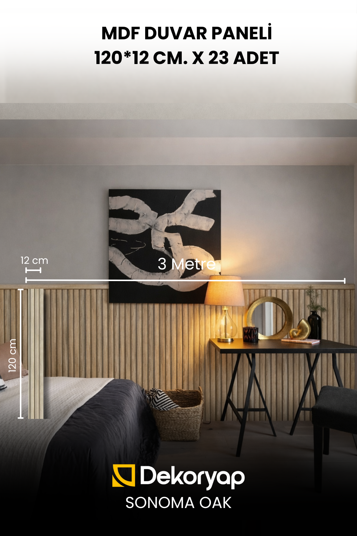 SONOMA OAK MDF Yarım Duvar Lambri