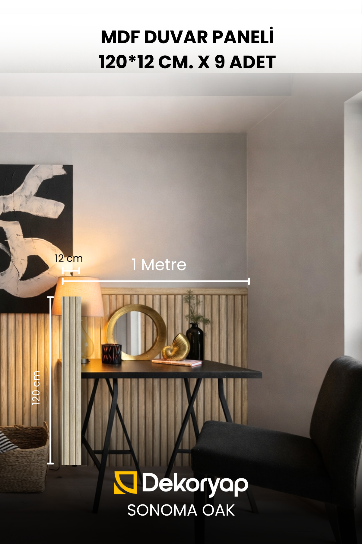 SONOMA OAK MDF Yarım Duvar Lambri