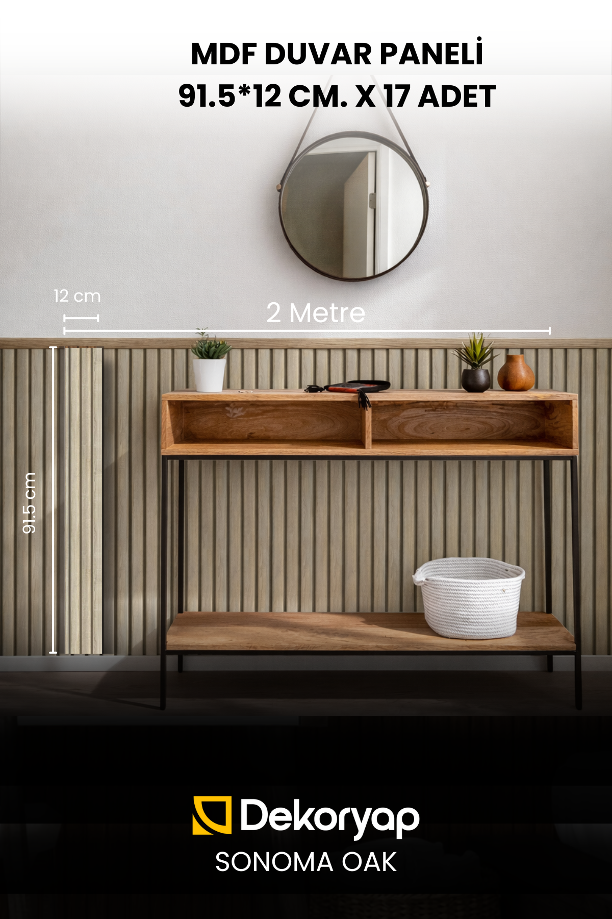 SONOMA OAK MDF Yarım Duvar Lambri