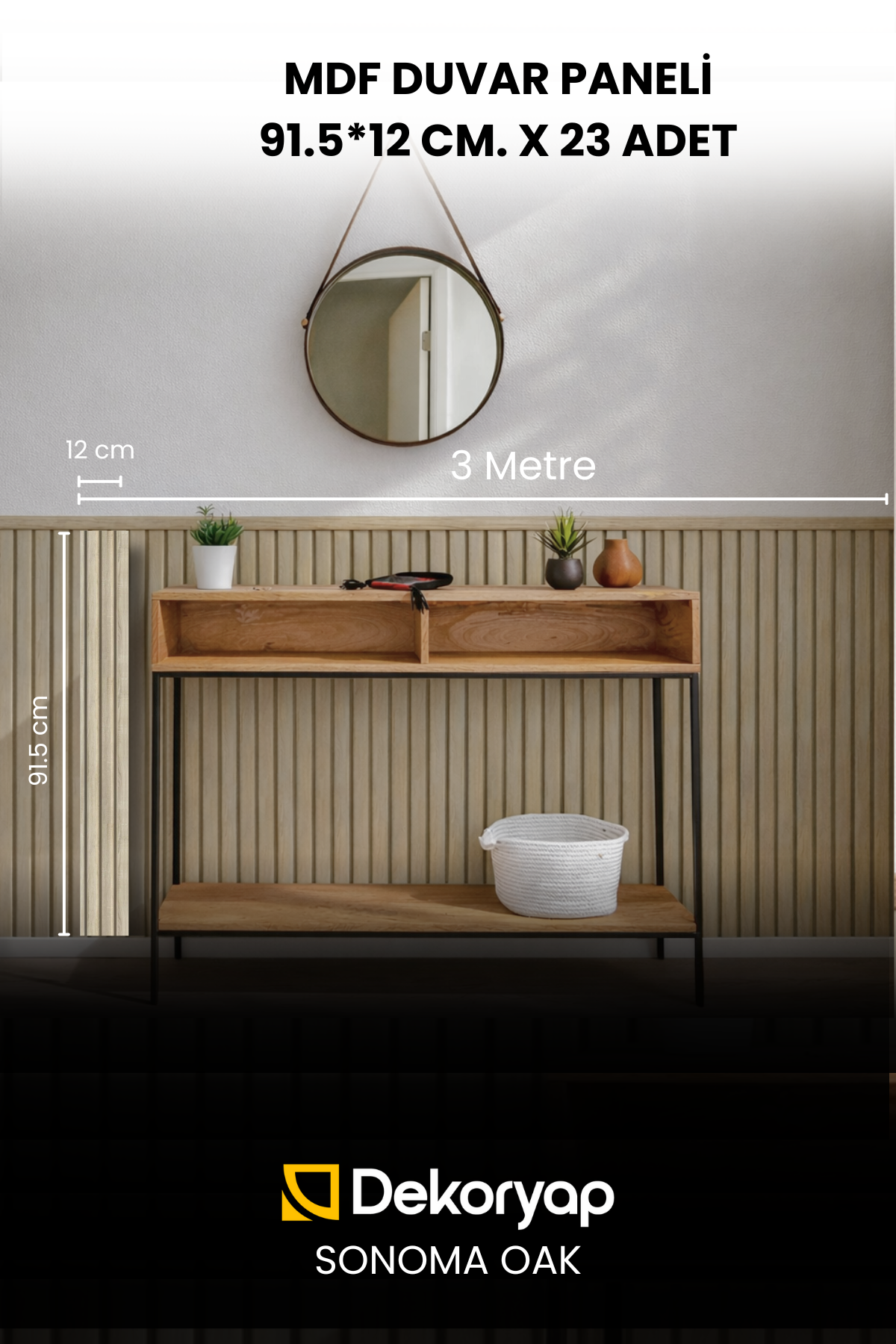 SONOMA OAK MDF Yarım Duvar Lambri