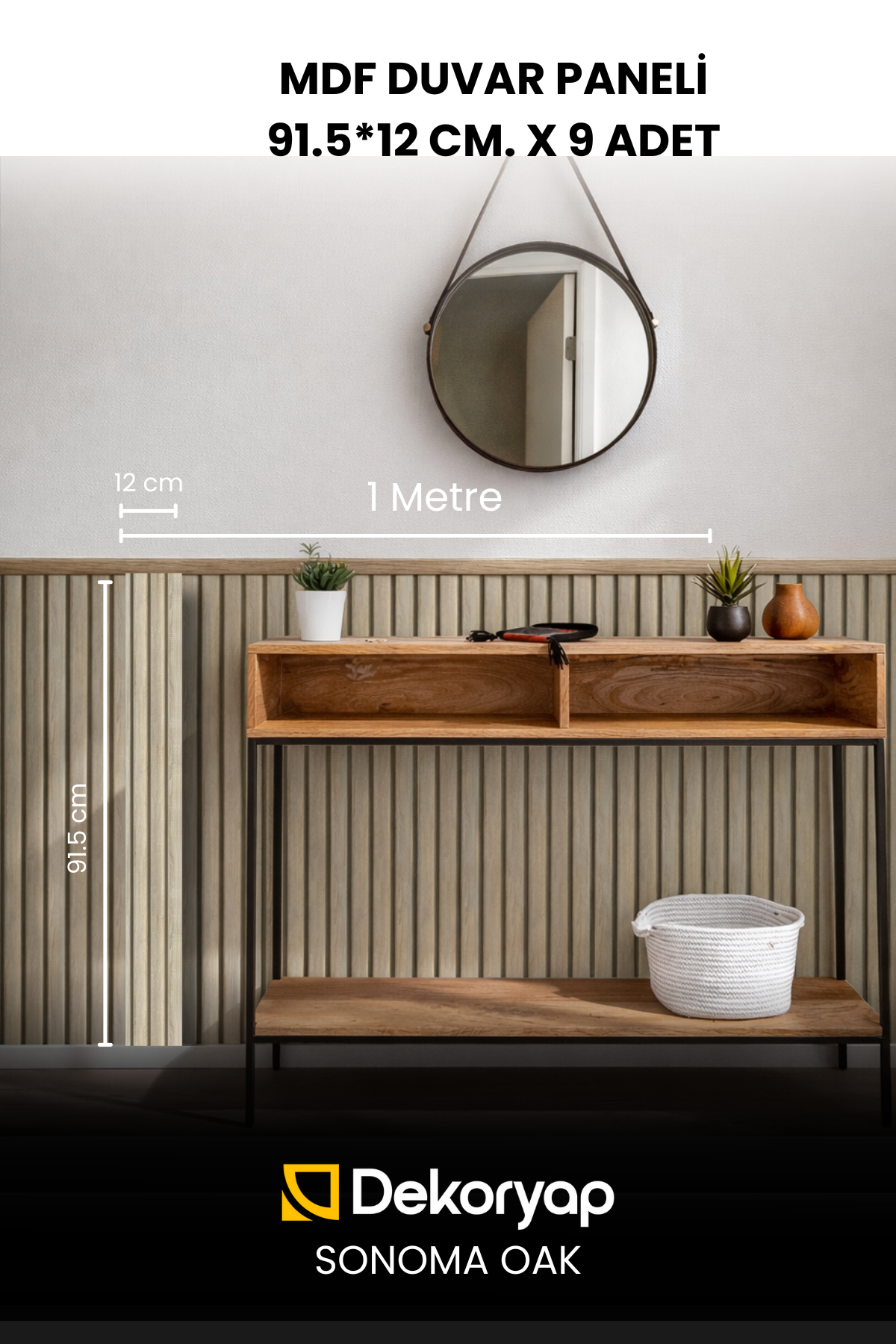 SONOMA OAK MDF Yarım Duvar Lambri