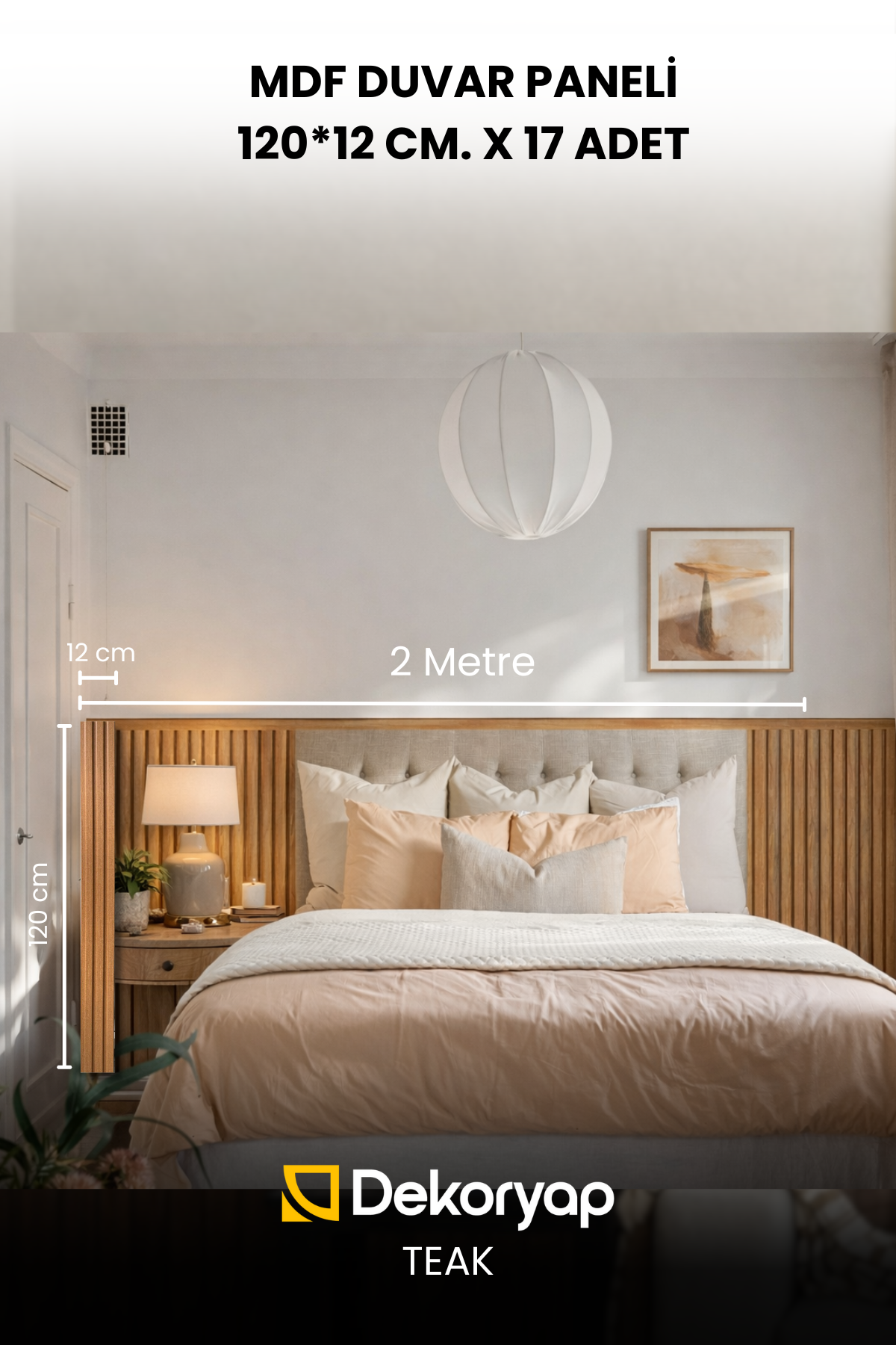 Dekoryap MDF Duvar Paneli TEAK Renk